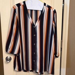 Maurices Multicolor Striped Button-Up Blouse
